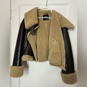Zara brown leather jacket